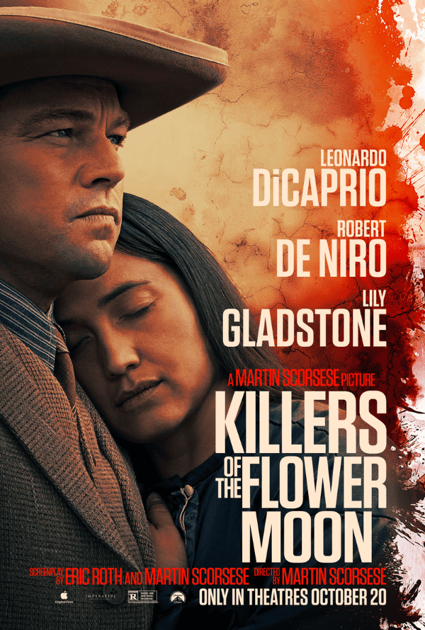 Leonardo DiCaprio and Lily Gladstone in Killers of the Flower Moon