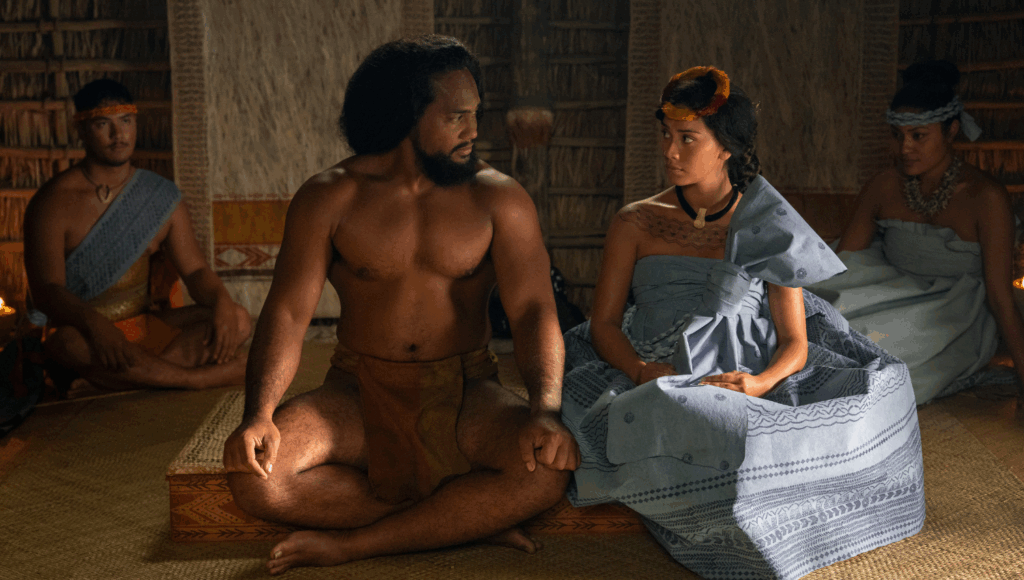 Kaina Makua and Luciane Buchanan in "Chief of War," now streaming on Apple TV+.